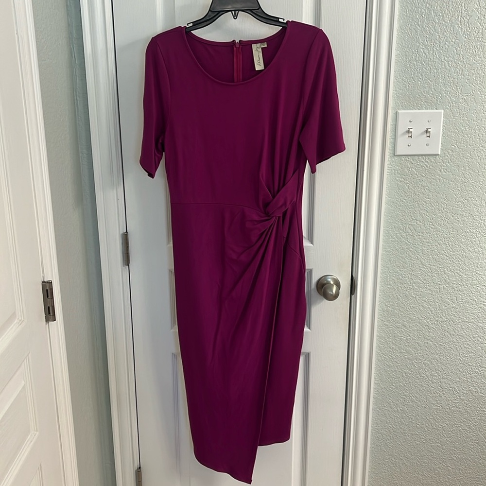 Allison Joy Fuchsia Midi Wrap Dress